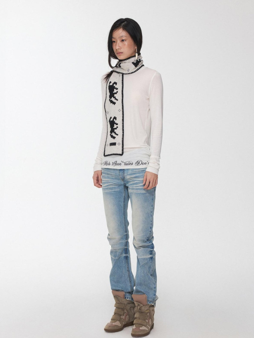 1JINN STUDIO Cozy Letter Print Casual Relaxed Round Neck Women Classic Long Sleeve T-Shirts