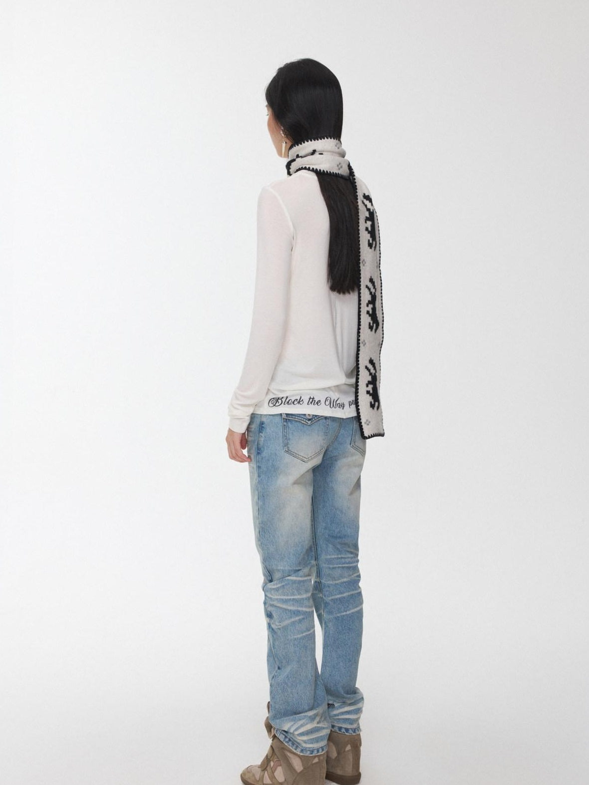 1JINN STUDIO Cozy Letter Print Casual Relaxed Round Neck Women Classic Long Sleeve T-Shirts