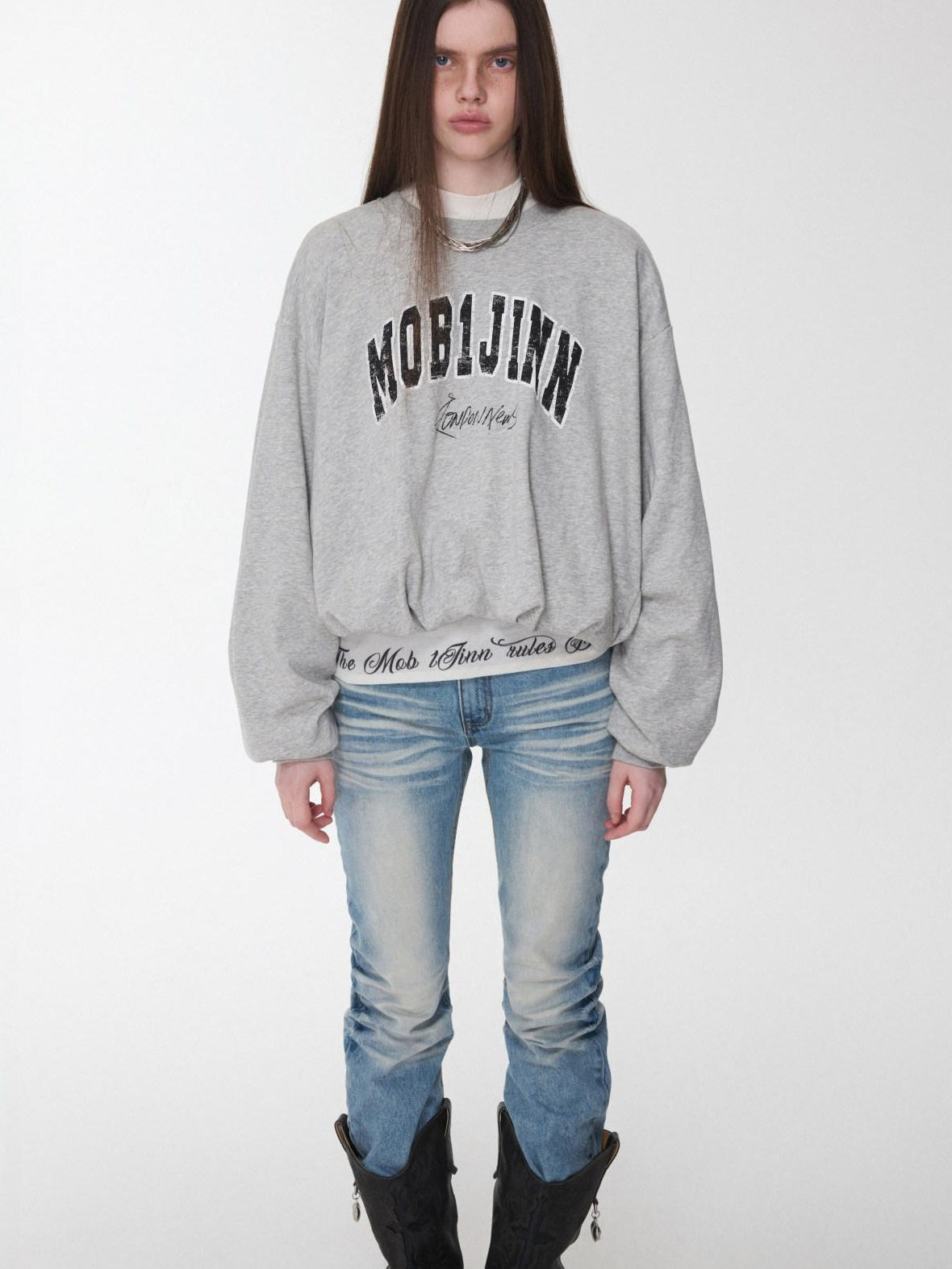 1JINN STUDIO Cozy Letter Print Casual Relaxed Round Neck Women Classic Long Sleeve T-Shirts