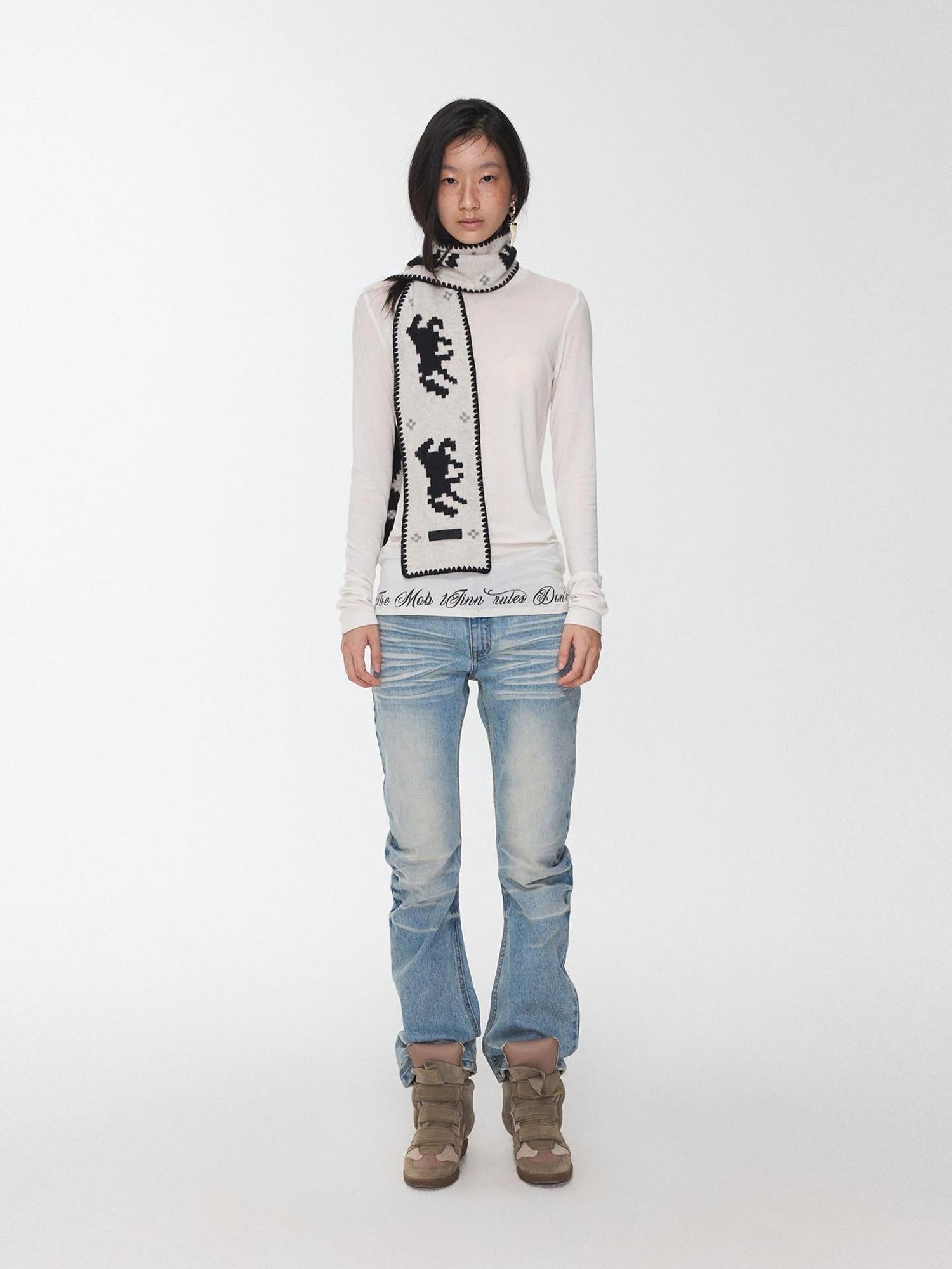 1JINN STUDIO Cozy Letter Print Casual Relaxed Round Neck Women Classic Long Sleeve T-Shirts