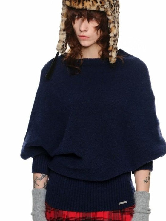 1JINN STUDIO Cozy Off Shoulder Loose Fit Sweet Style Women Solid Knit Sweaters