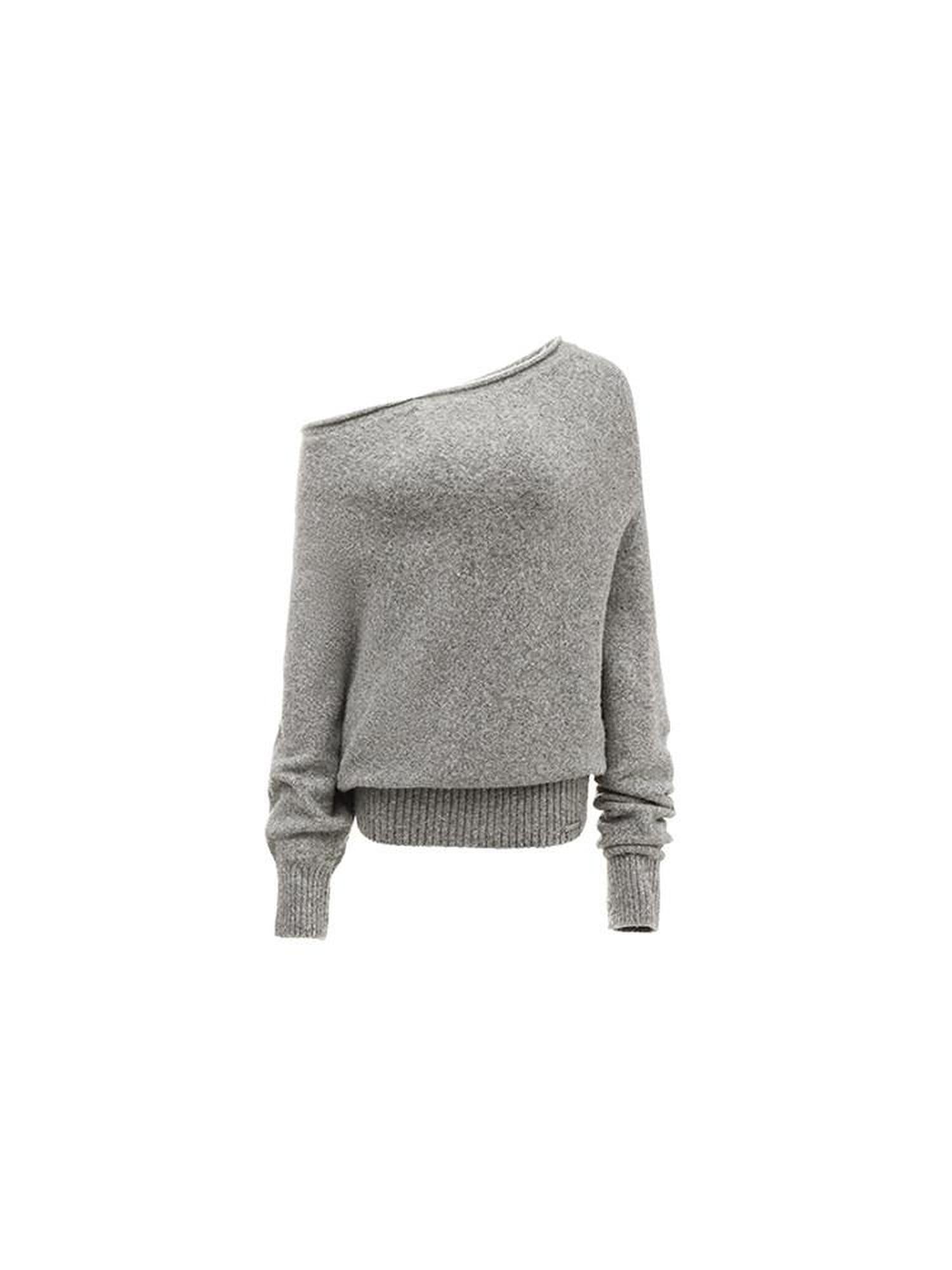 1JINN STUDIO Cozy Off Shoulder Loose Fit Sweet Style Women Solid Knit Sweaters