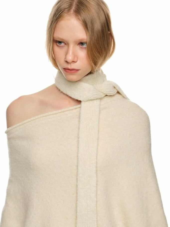 1JINN STUDIO Cozy Off Shoulder Loose Fit Sweet Style Women Solid Knit Sweaters