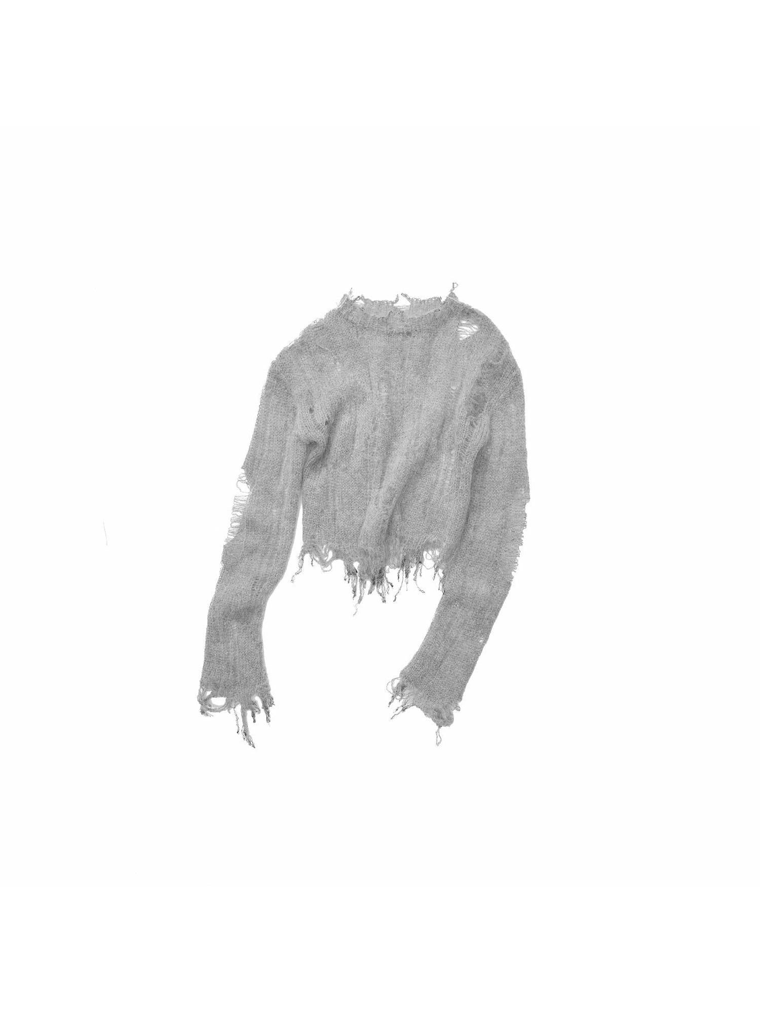 1JINN STUDIO Cozy Thermal Mohair Distressed Polka Dot Straight Fit Women Knit Sweaters