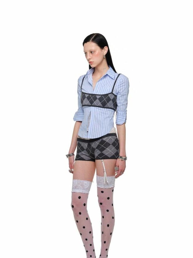 1JINN STUDIO Cozy Wool Blend High Waist Tailored Casual Women Knit Mini Shorts