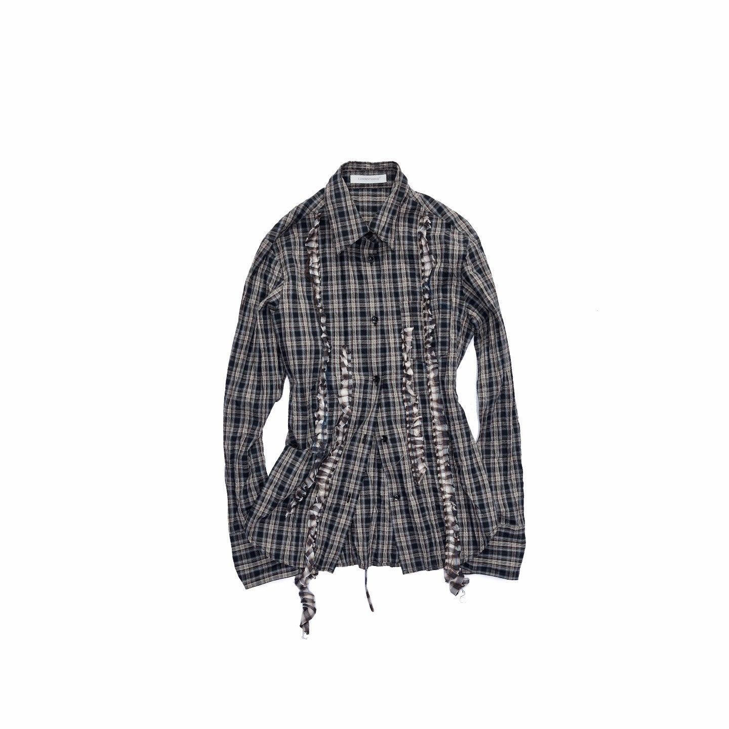 1JINN_STUDIO_Crinkle_Checked_Shirt_With_Pleated_Maxi_Skirt_Women_Casual_Chic_Top_&_Skirt_Sets_MISSTT