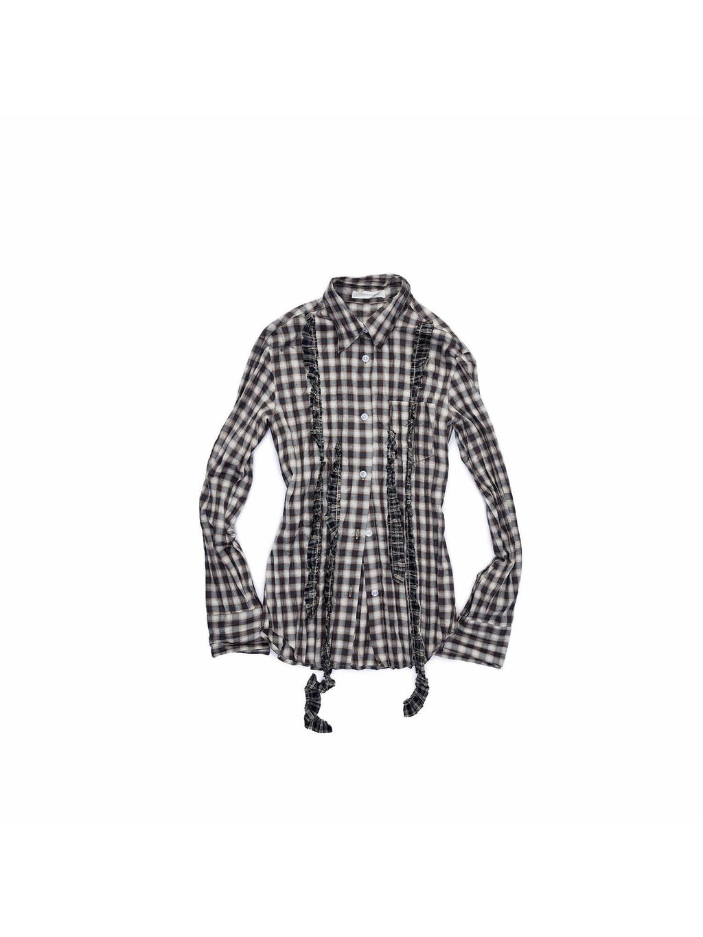 1JINN STUDIO Crinkle Checked Shirt With Pleated Maxi Skirt Women Casual Chic Top & Skirt Sets