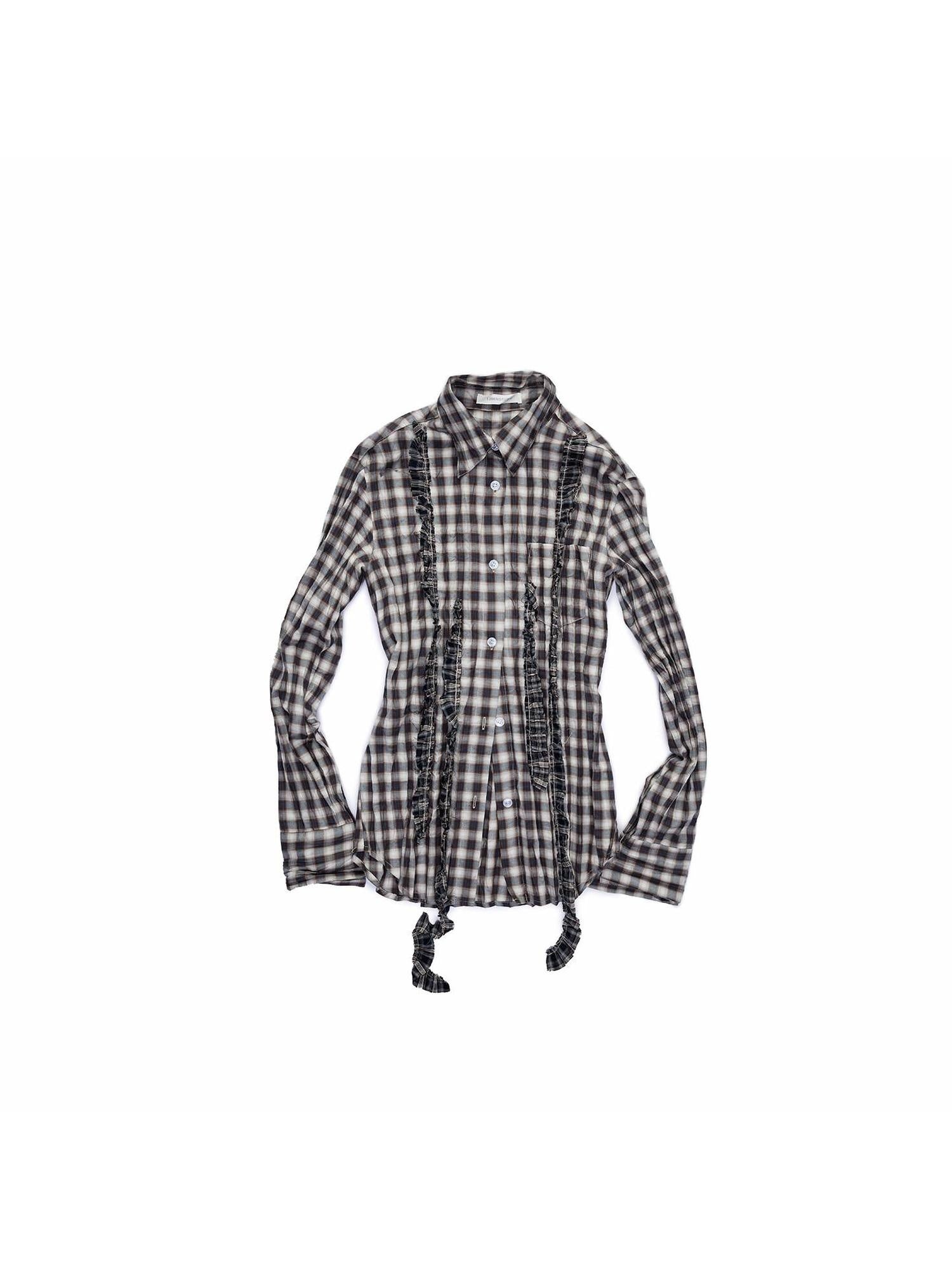 1JINN STUDIO Crinkle Checked Shirt With Pleated Maxi Skirt Women Casual Chic Top & Skirt Sets