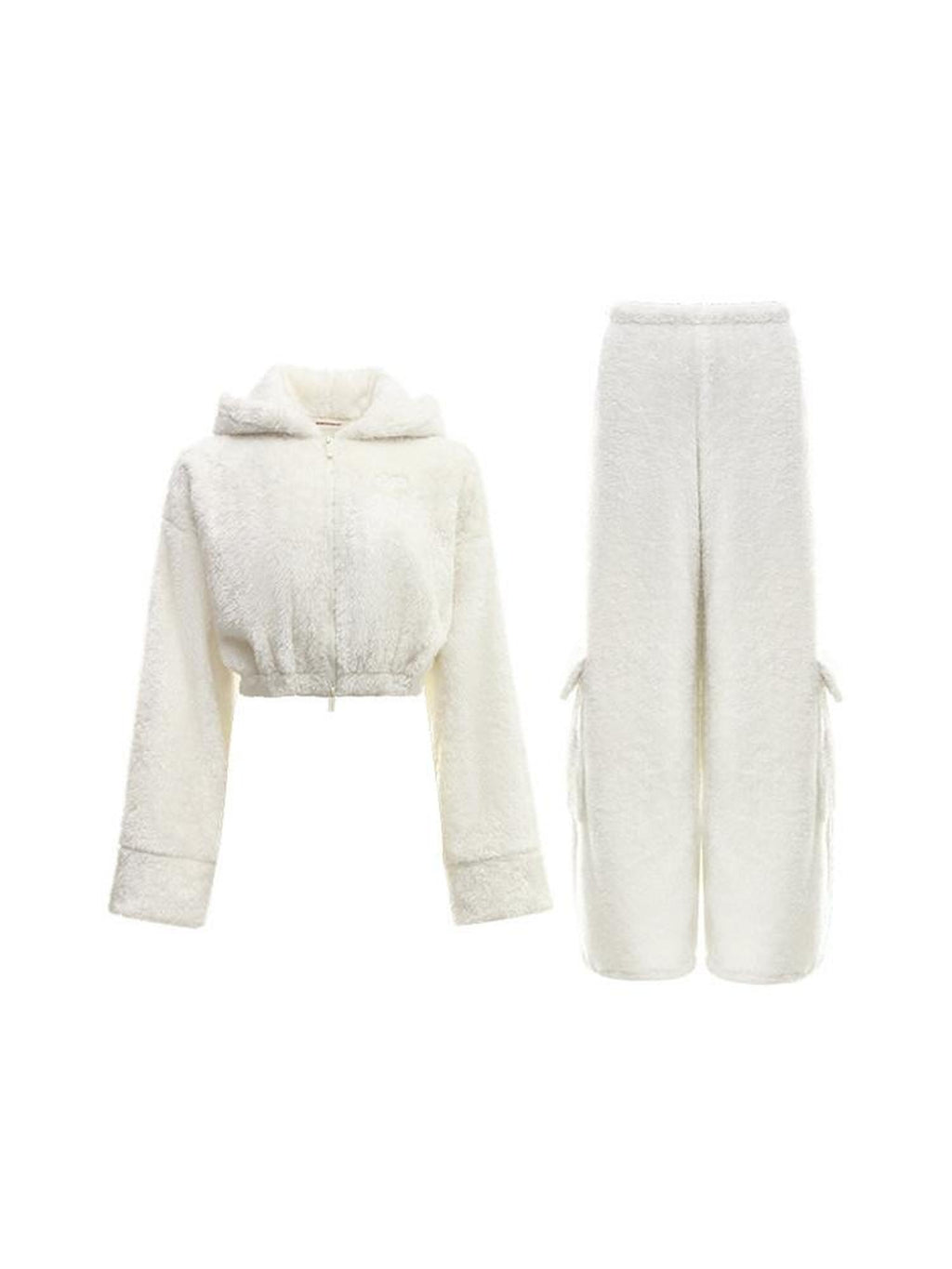 1JINN STUDIO Cropped Pullover Long Sleeve Straight Leg Brown Ivory Women Top & Pants Sets