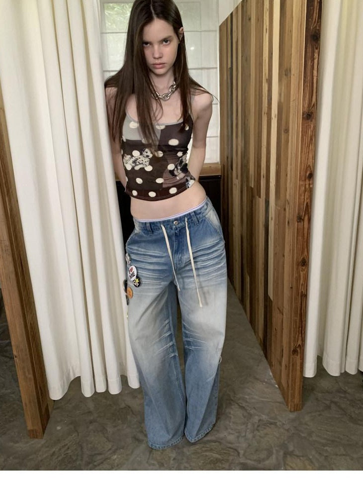 1JINN STUDIO Cute Printed Slim Fit Cropped Casual Women Viscose Blend Camisoles