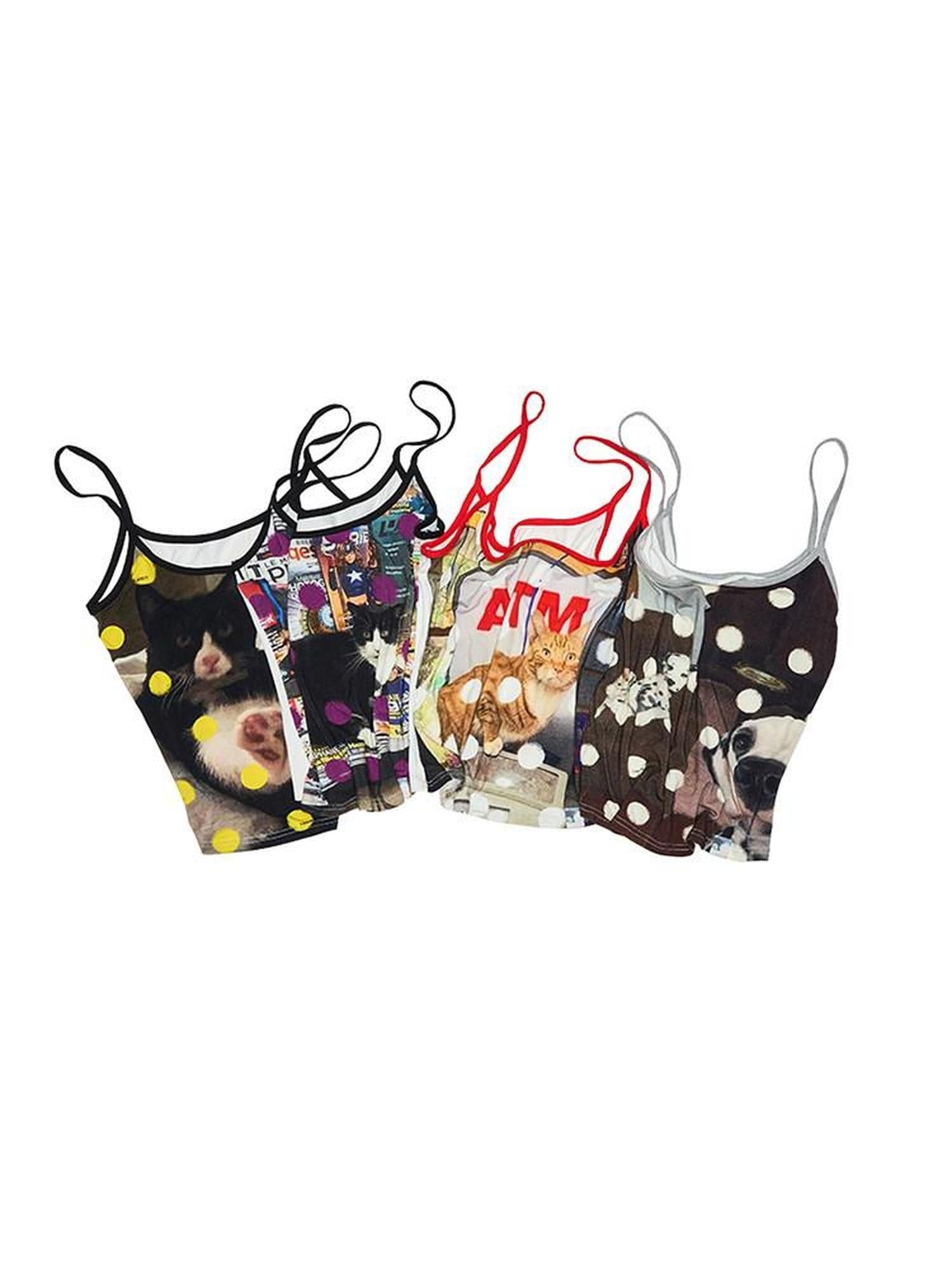 1JINN STUDIO Cute Printed Slim Fit Cropped Casual Women Viscose Blend Camisoles