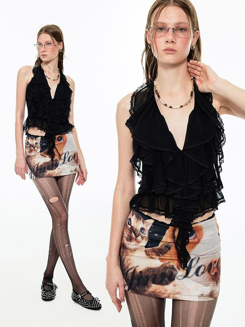 1JINN STUDIO Delicate Lace Halter Neck Unpadded Regular Length For Women Solid Tank Tops