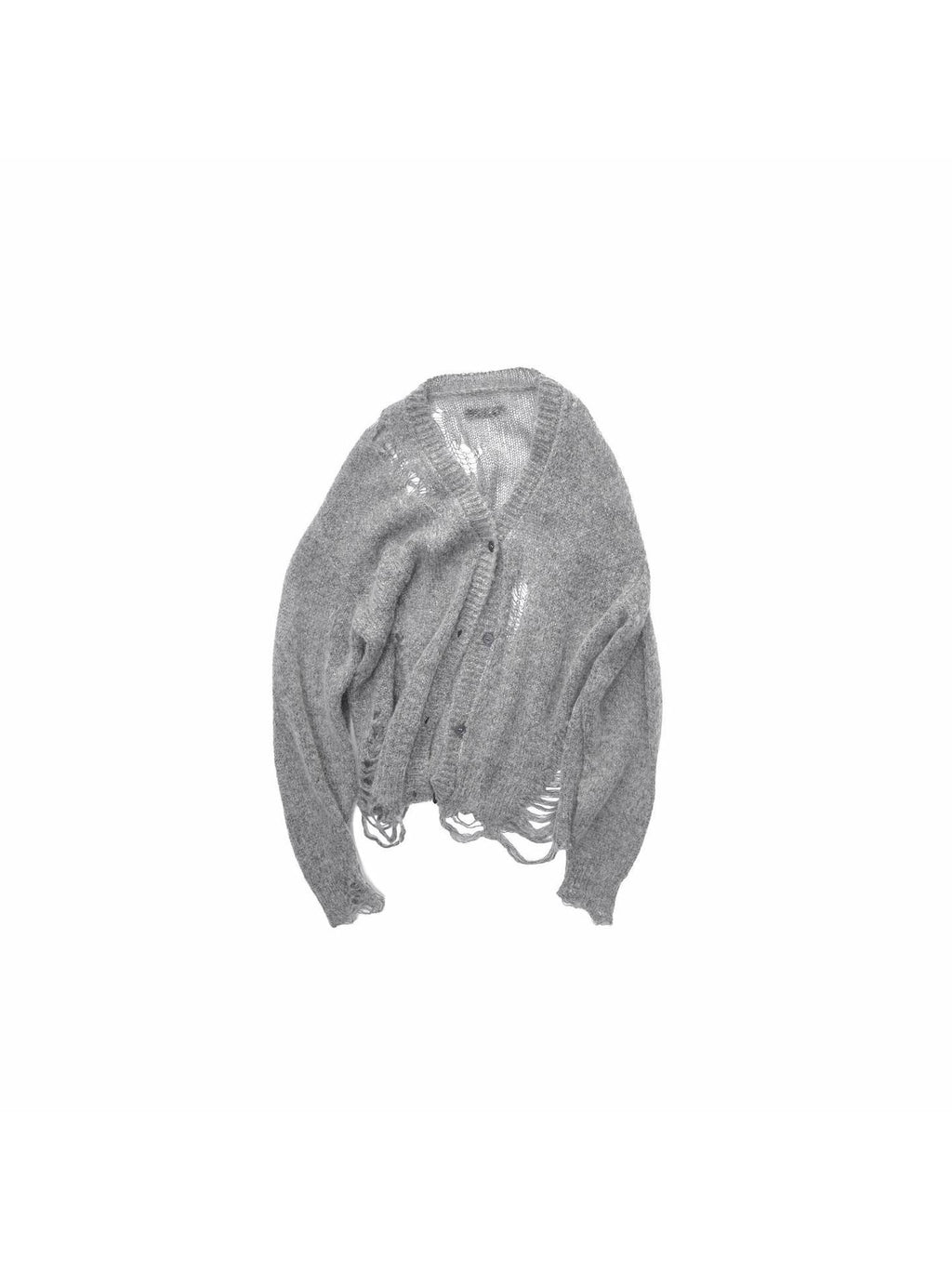 1JINN STUDIO Distressed Letter Knit Button Front Casual Crewneck Layering Women Cardigans