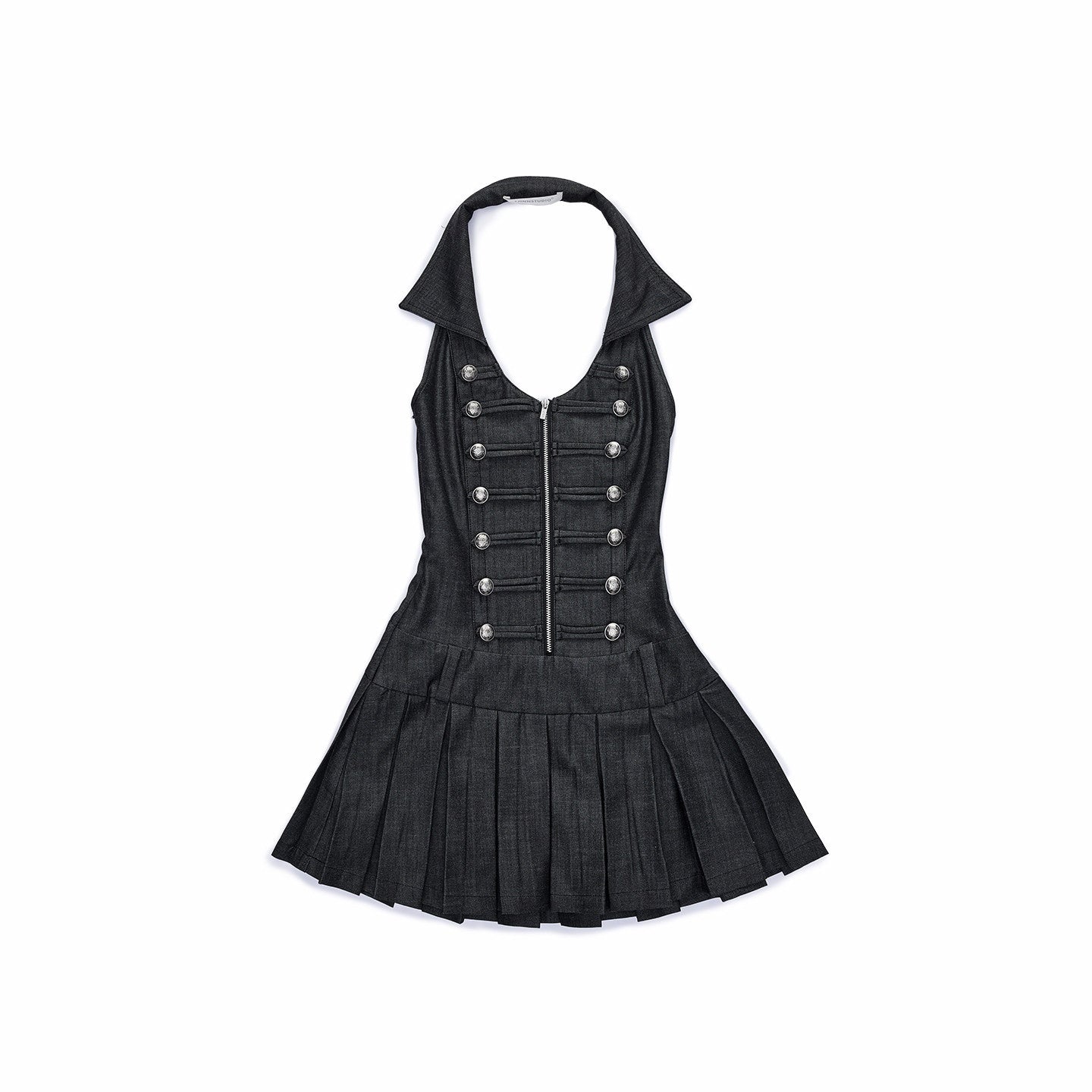 1JINN_STUDIO_Double_Breasted_Pleated_Regal_Collar_Fitted_Sleeveless_Women_Casual_Mini_Dresses_MISSTT