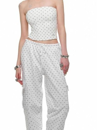 1JINN STUDIO Durable Cotton Blend Loose Cargo Natural Waist Office Wear Women Wide Leg Pants