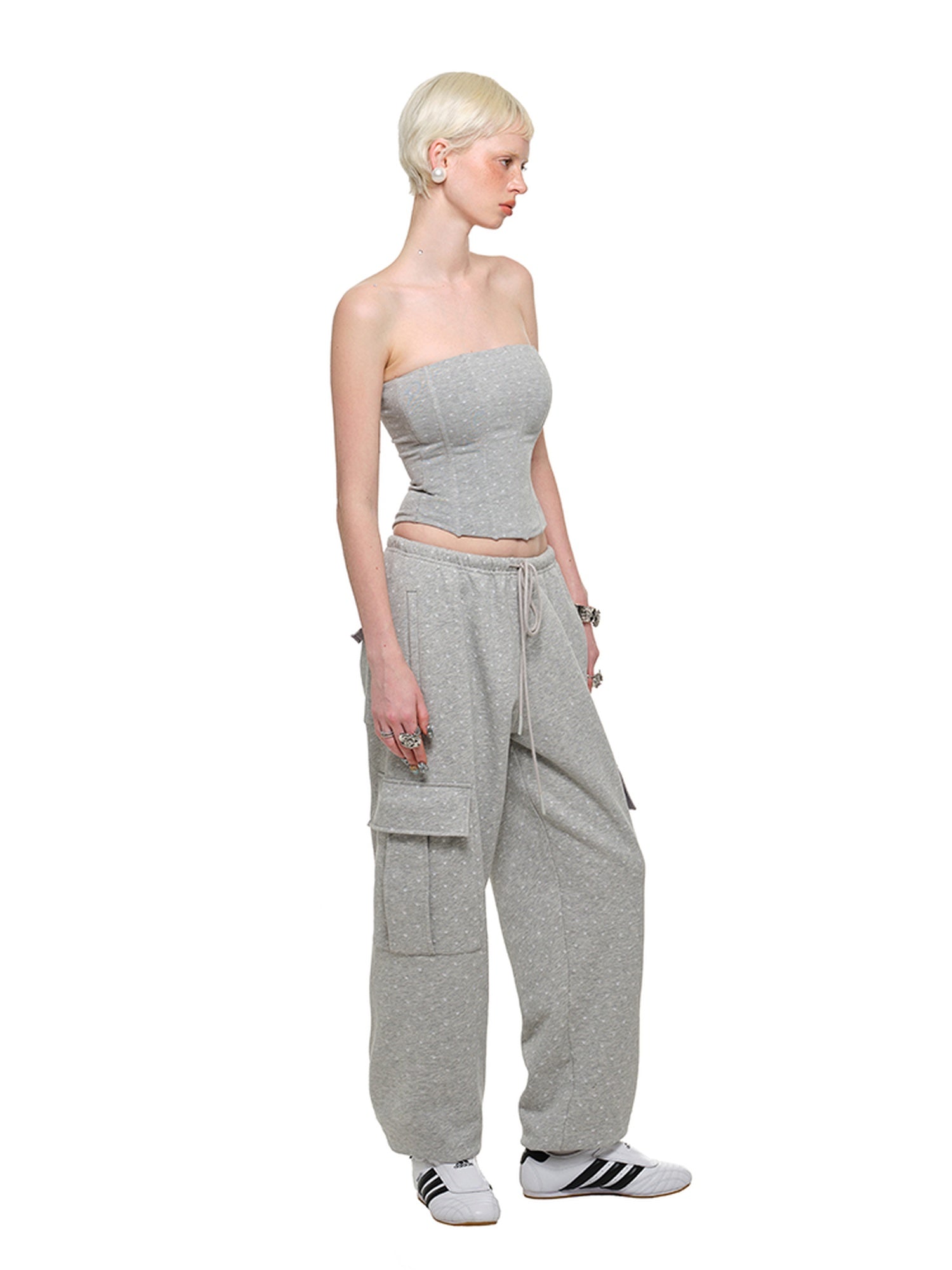1JINN STUDIO Durable Cotton Blend Loose Cargo Natural Waist Office Wear Women Wide Leg Pants