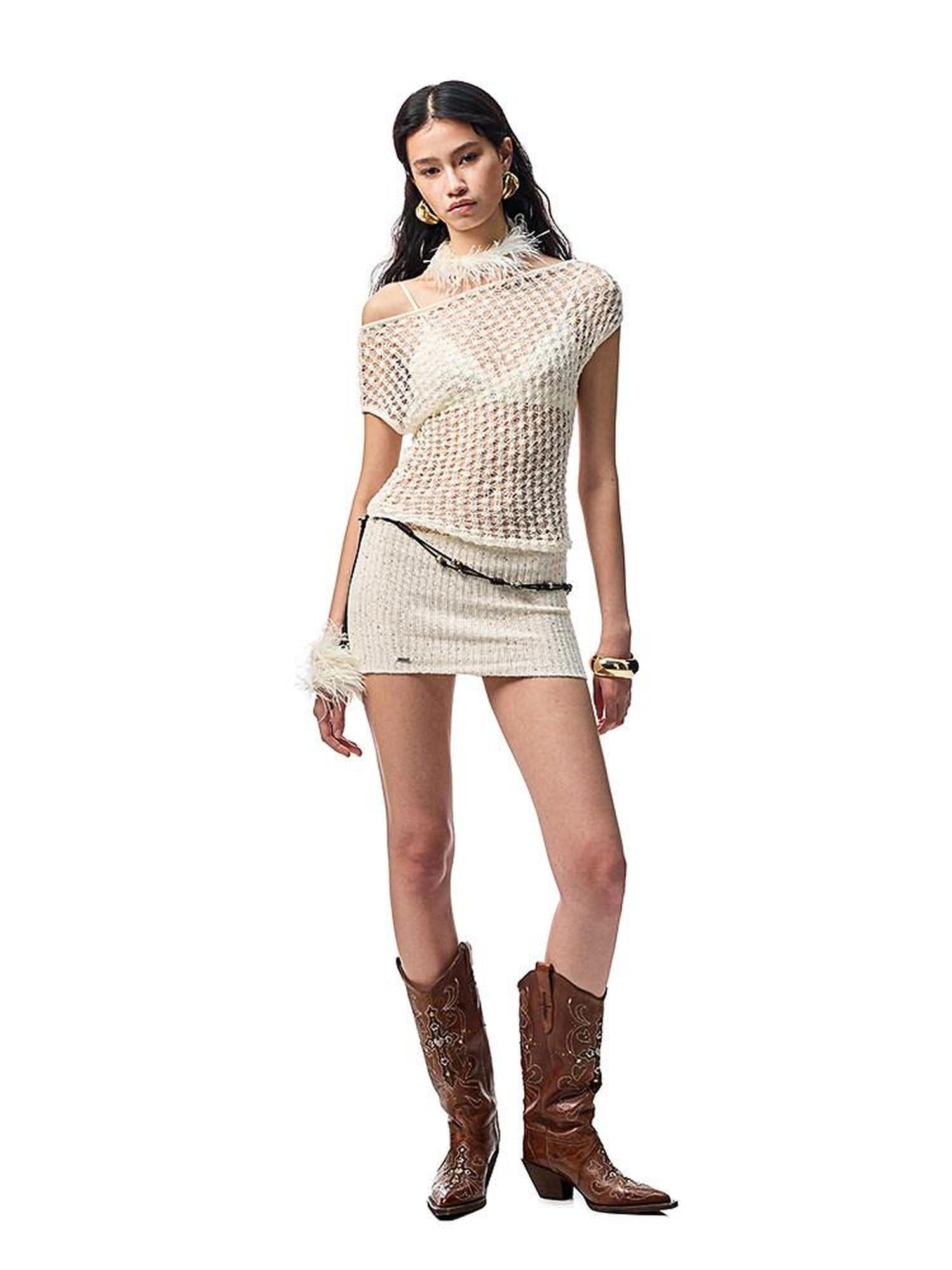 1JINN STUDIO Elegant Solid High Waist Sheath Sleeveless Off Shoulder Casual Mini Dresses