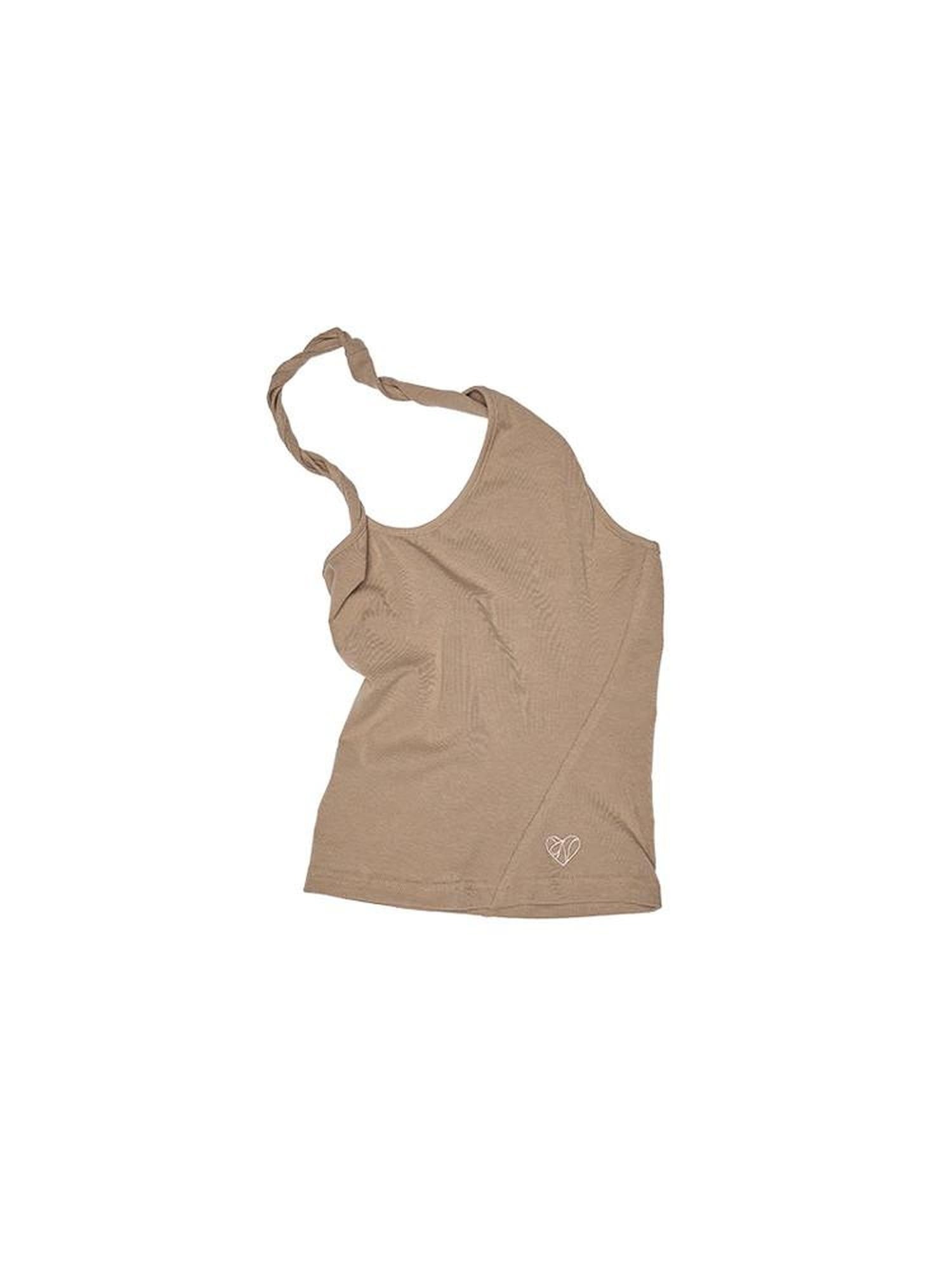 1JINN STUDIO Embroidered Heart Backless Slim Cropped Halter Women Stretch Viscose Camisoles