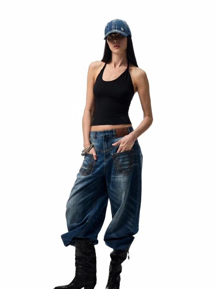 1JINN STUDIO Embroidered Heart Backless Slim Cropped Halter Women Stretch Viscose Camisoles