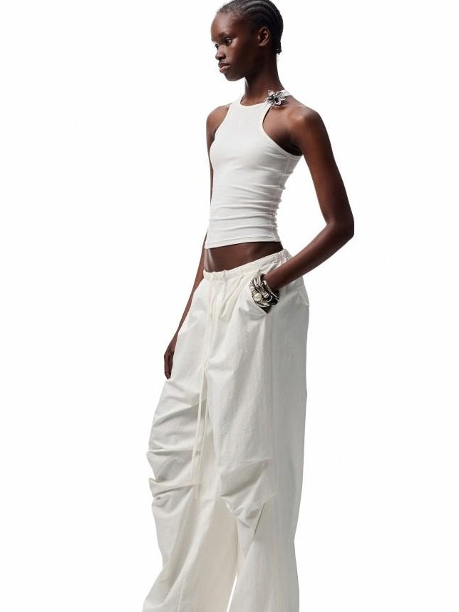 1JINN STUDIO Embroidered Heart Slim Crop Racerback Women Viscose Cotton Blend Tank Tops