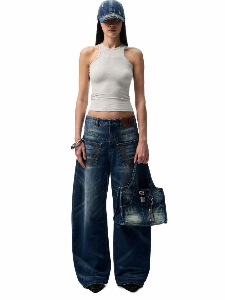 1JINN STUDIO Embroidered Heart Slim Crop Racerback Women Viscose Cotton Blend Tank Tops