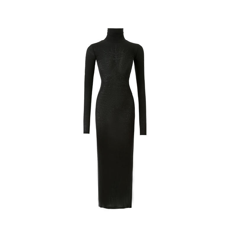 1JINN_STUDIO_Figure_Shaping_Viscose_Bodycon_High_Neck_Long_Sleeve_Street_Women_Midi_Dresses_MISSTT