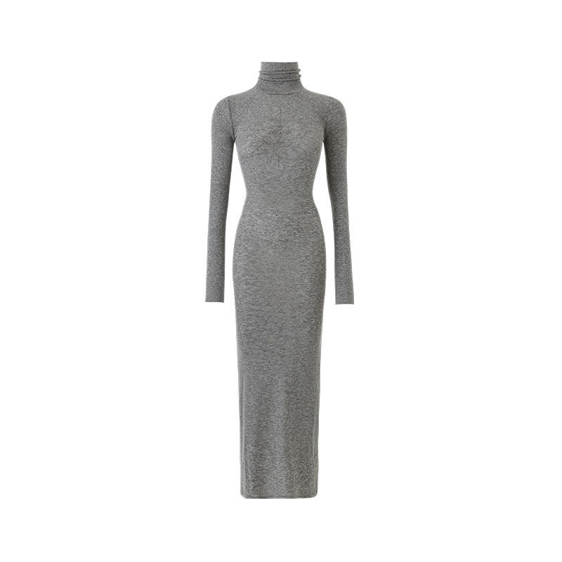 1JINN_STUDIO_Figure_Shaping_Viscose_Bodycon_High_Neck_Long_Sleeve_Street_Women_Midi_Dresses_MISSTT