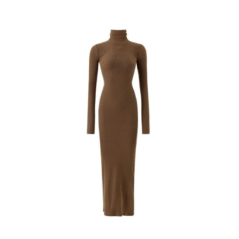 1JINN_STUDIO_Figure_Shaping_Viscose_Bodycon_High_Neck_Long_Sleeve_Street_Women_Midi_Dresses_MISSTT