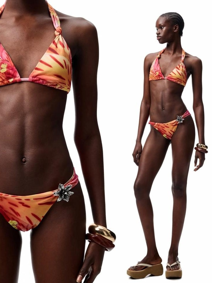 1JINN STUDIO Flattering Floral Print With Removable Pads Two Piece Beach Swim Bikini Sets