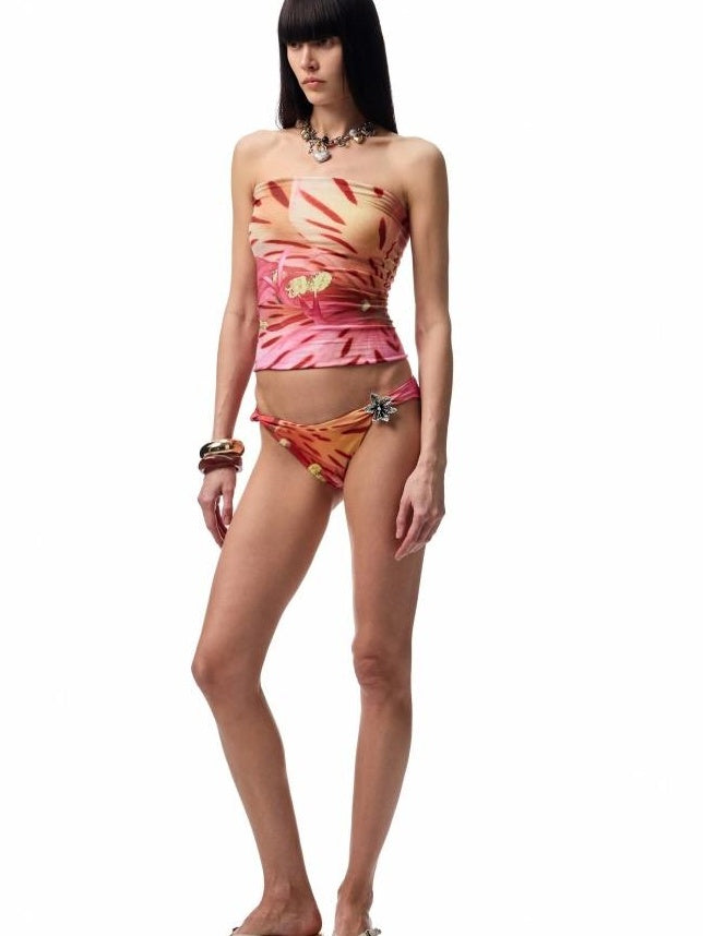 1JINN STUDIO Flattering Floral Print With Removable Pads Two Piece Beach Swim Bikini Sets