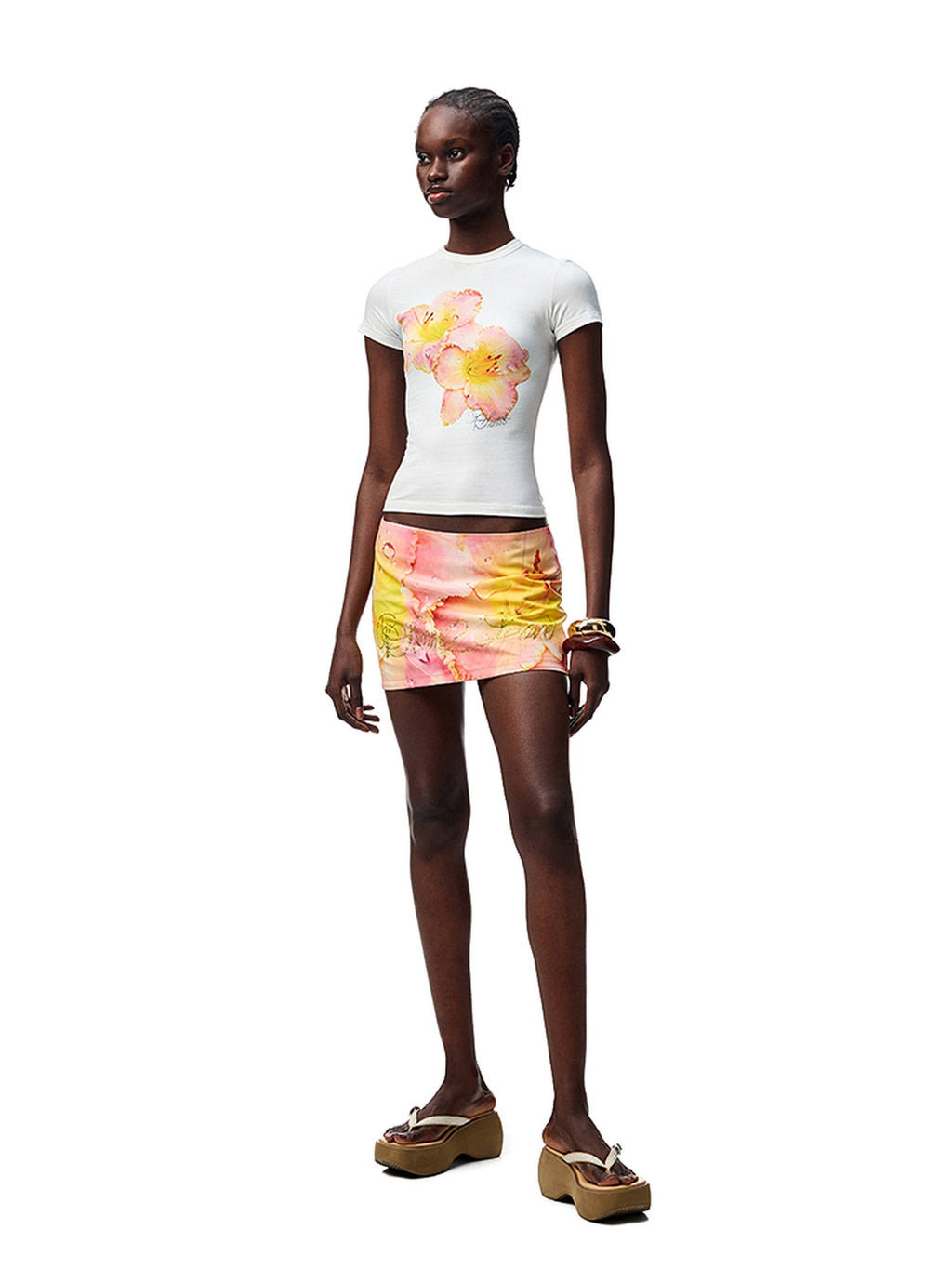 1JINN STUDIO Floral Print Low Waist Bodycon Slim Fit Travel Teen Polyester Mini Skirts
