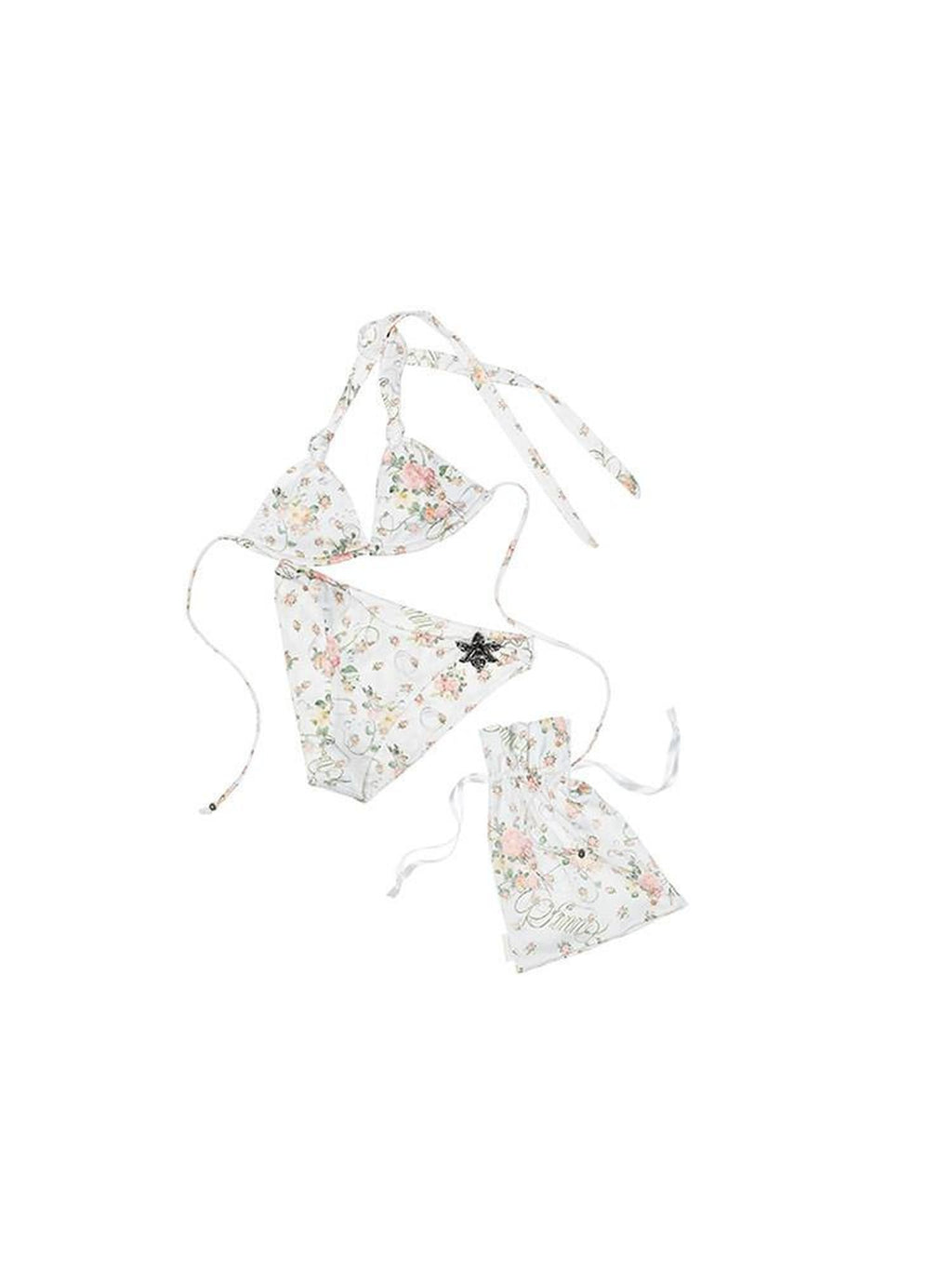 1JINN STUDIO Floral Print Romantic Two Piece Removable Pads Swimwear Bikini Sets