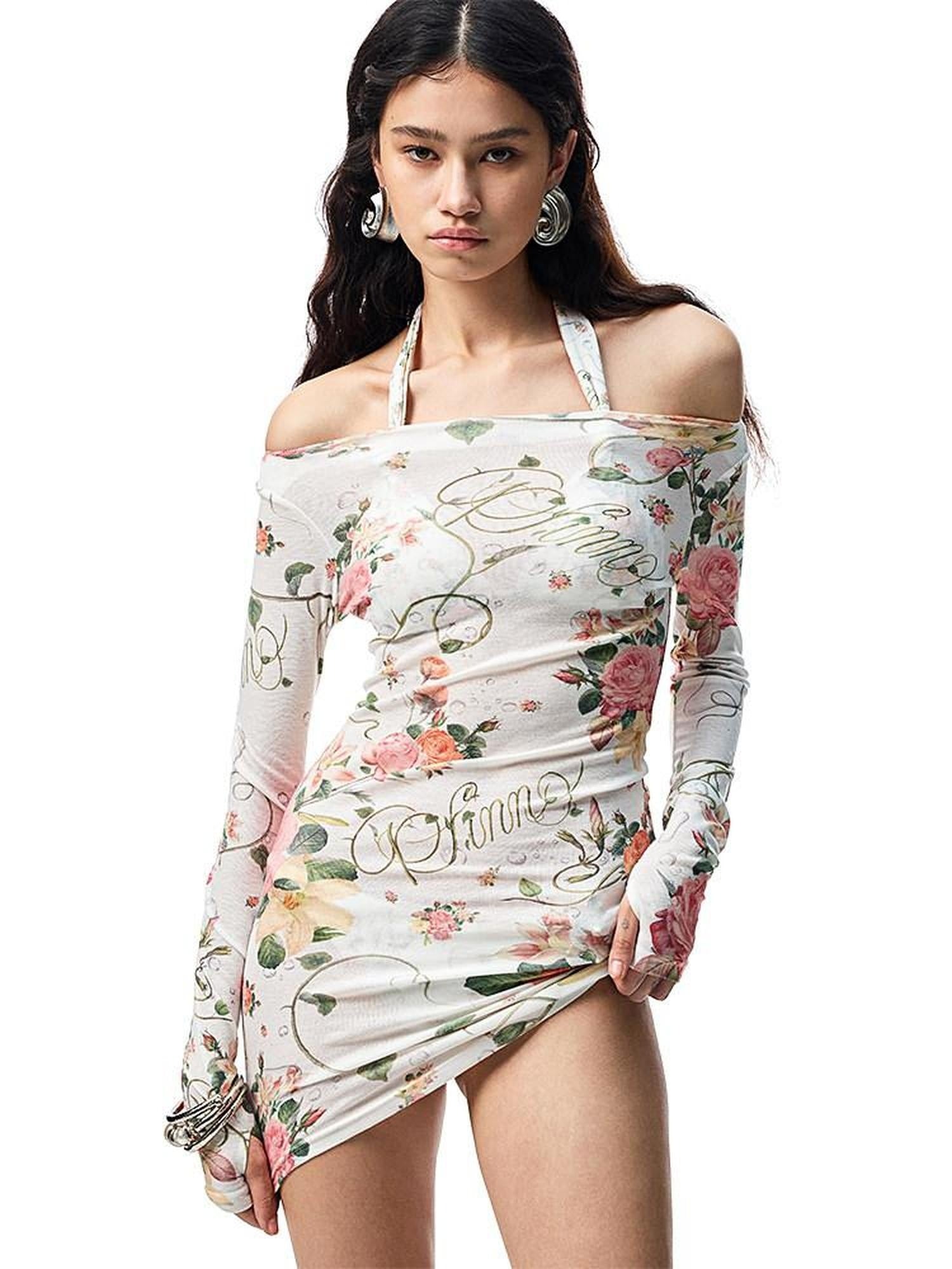 1JINN STUDIO Floral Semi Sheer Slim Fit Commuter Round Neck Poly Viscose Long Sleeve T-Shirts