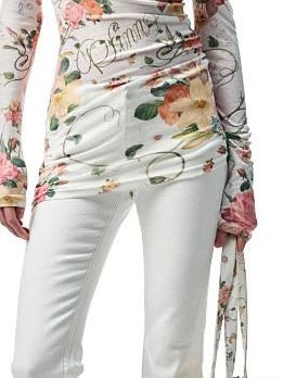 1JINN STUDIO Floral Semi Sheer Slim Fit Commuter Round Neck Poly Viscose Long Sleeve T-Shirts
