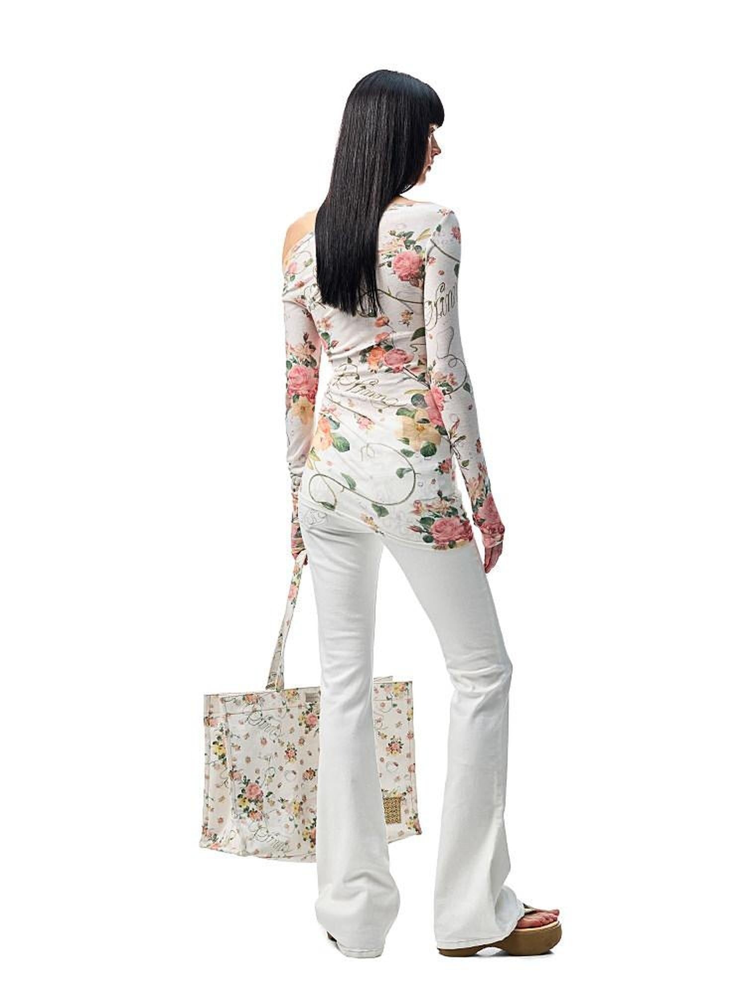 1JINN STUDIO Floral Semi Sheer Slim Fit Commuter Round Neck Poly Viscose Long Sleeve T-Shirts