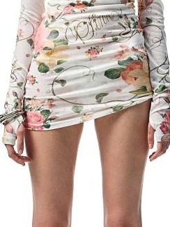 1JINN STUDIO Floral Semi Sheer Slim Fit Commuter Round Neck Poly Viscose Long Sleeve T-Shirts