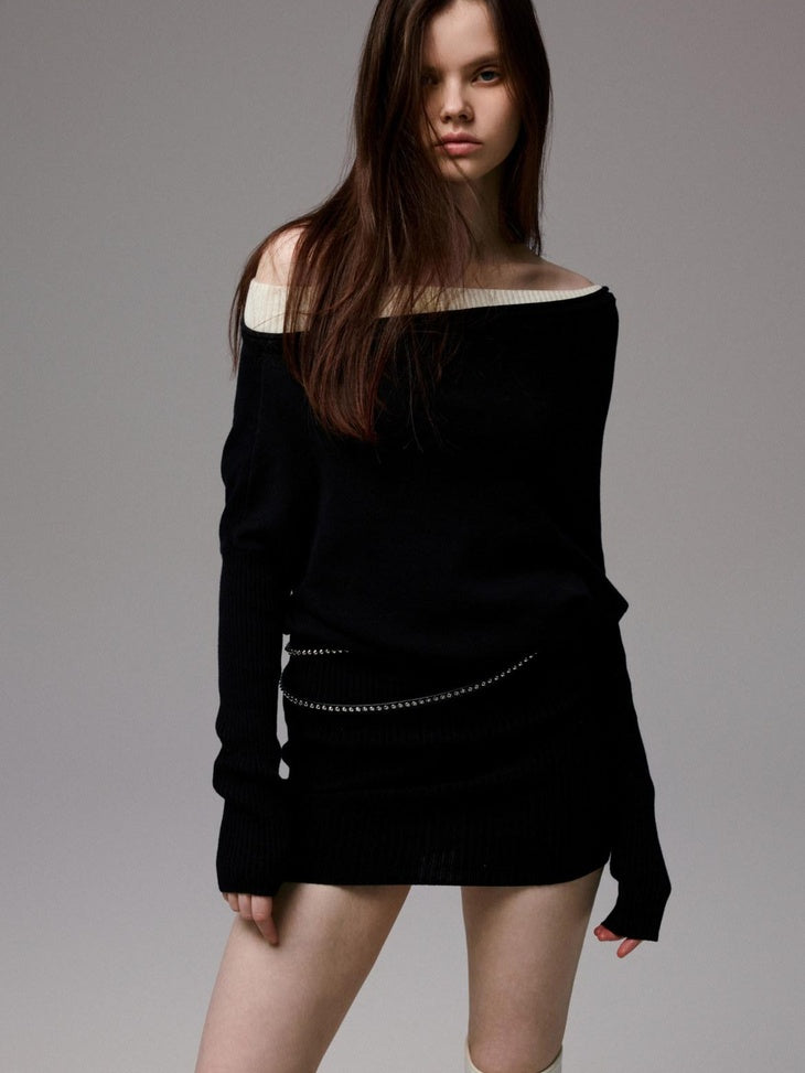 1JINN STUDIO High Waist Faux Layered A Line Asymmetry Long Sleeve Casual Cotton Mini Dresses