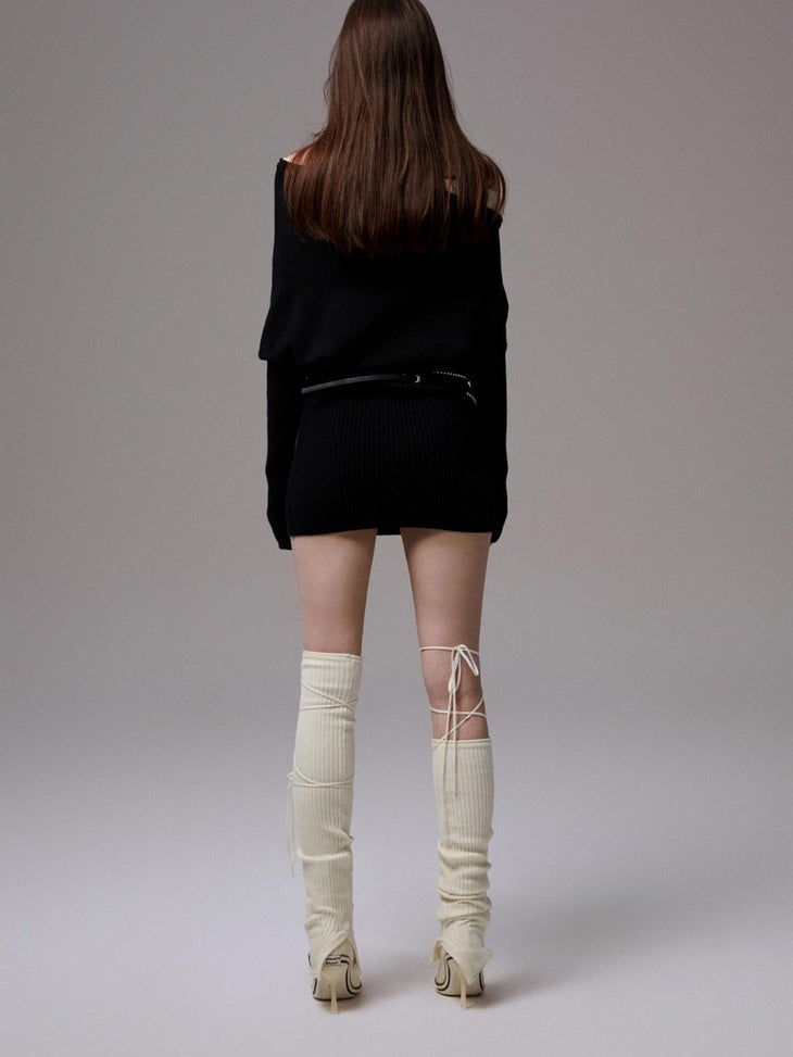 1JINN STUDIO High Waist Faux Layered A Line Asymmetry Long Sleeve Casual Cotton Mini Dresses