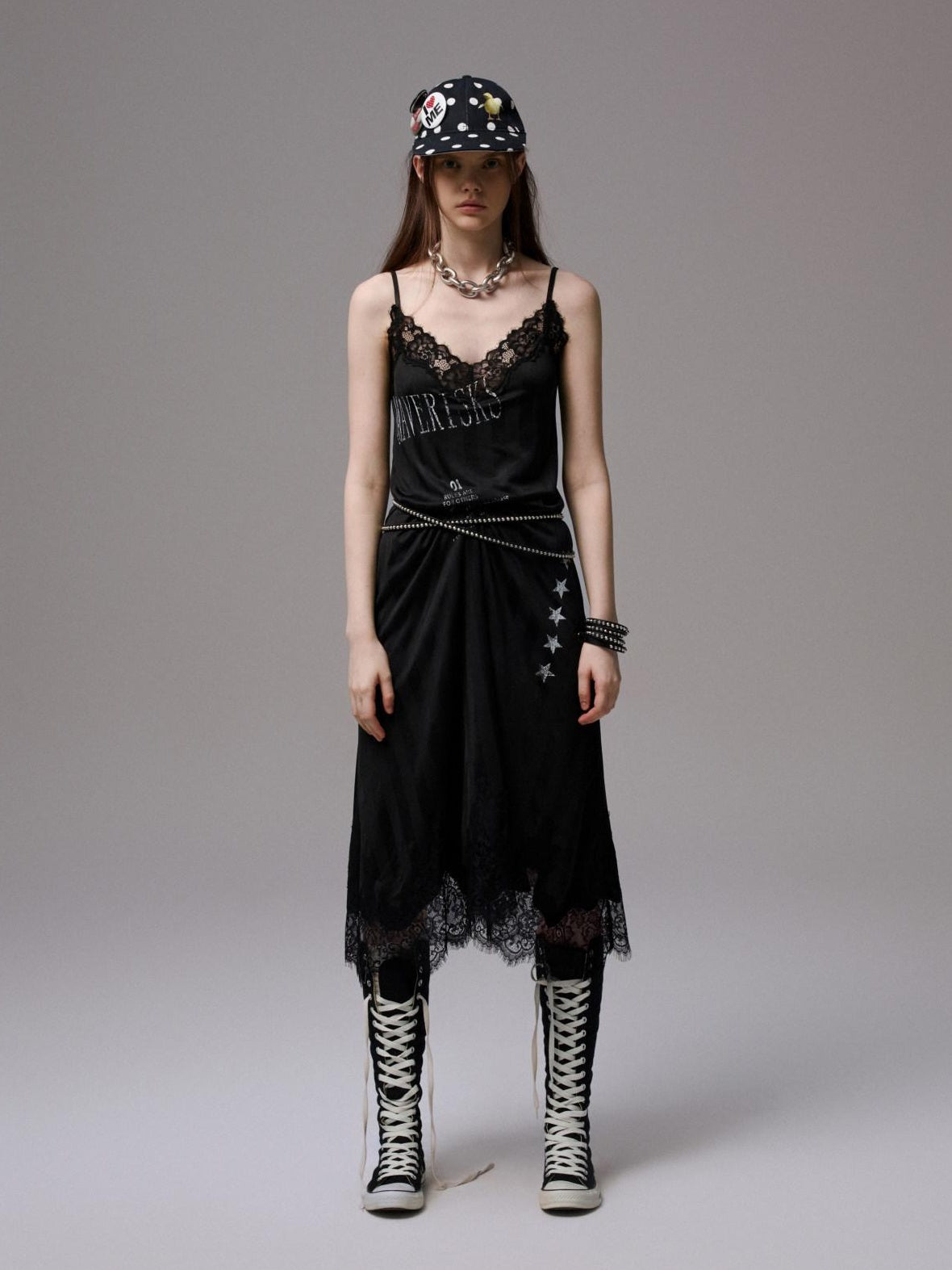 1JINN STUDIO High Waist Ins Style Strappy Zipper Casual Women Polyester Midi Dresses