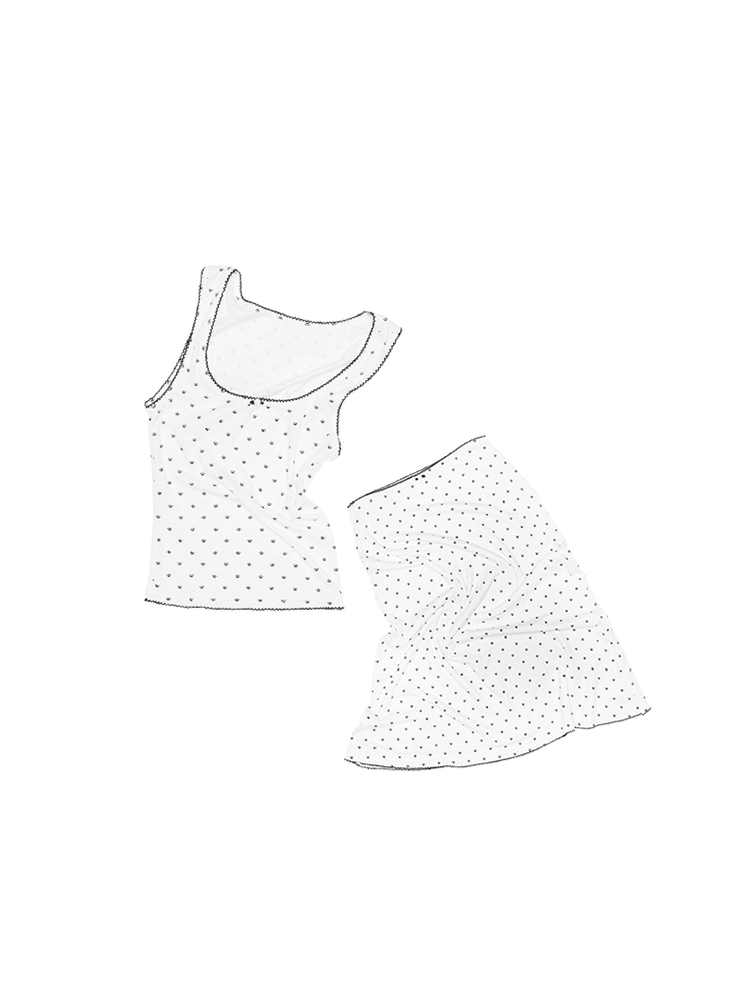 1JINN STUDIO Hollowout Office Classic Womens Polka Dot Stretch Viscose Midi Skirts
