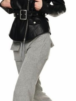 1JINN STUDIO Hooded Zip Cropped Top Slim Long Pants Casual Women Lounge Top & Pants Sets