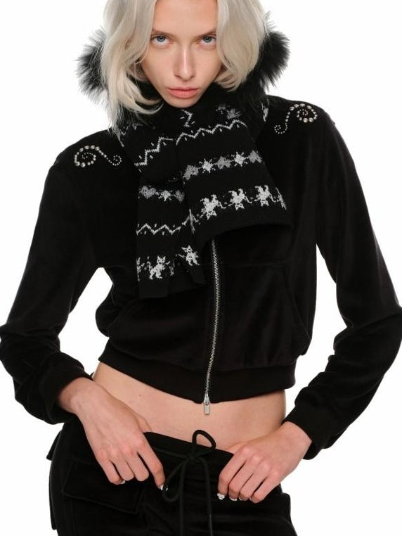 1JINN STUDIO Hooded Zip Cropped Top Slim Long Pants Casual Women Lounge Top & Pants Sets