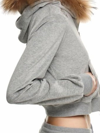 1JINN STUDIO Hooded Zip Cropped Top Slim Long Pants Casual Women Lounge Top & Pants Sets