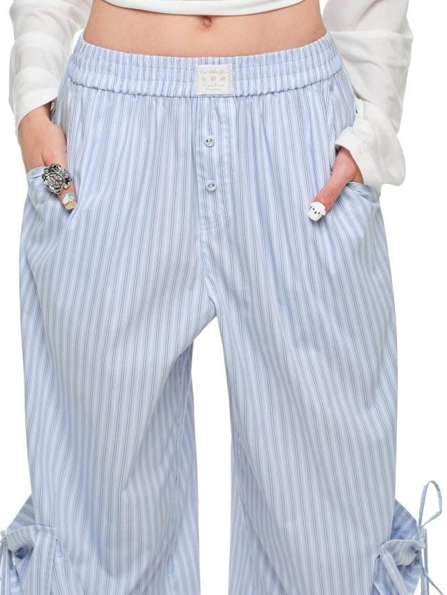1JINN STUDIO Jacquard Pocket Office Workwear Natural Waist Women Wide Leg Pants