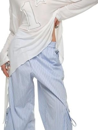 1JINN STUDIO Jacquard Pocket Office Workwear Natural Waist Women Wide Leg Pants