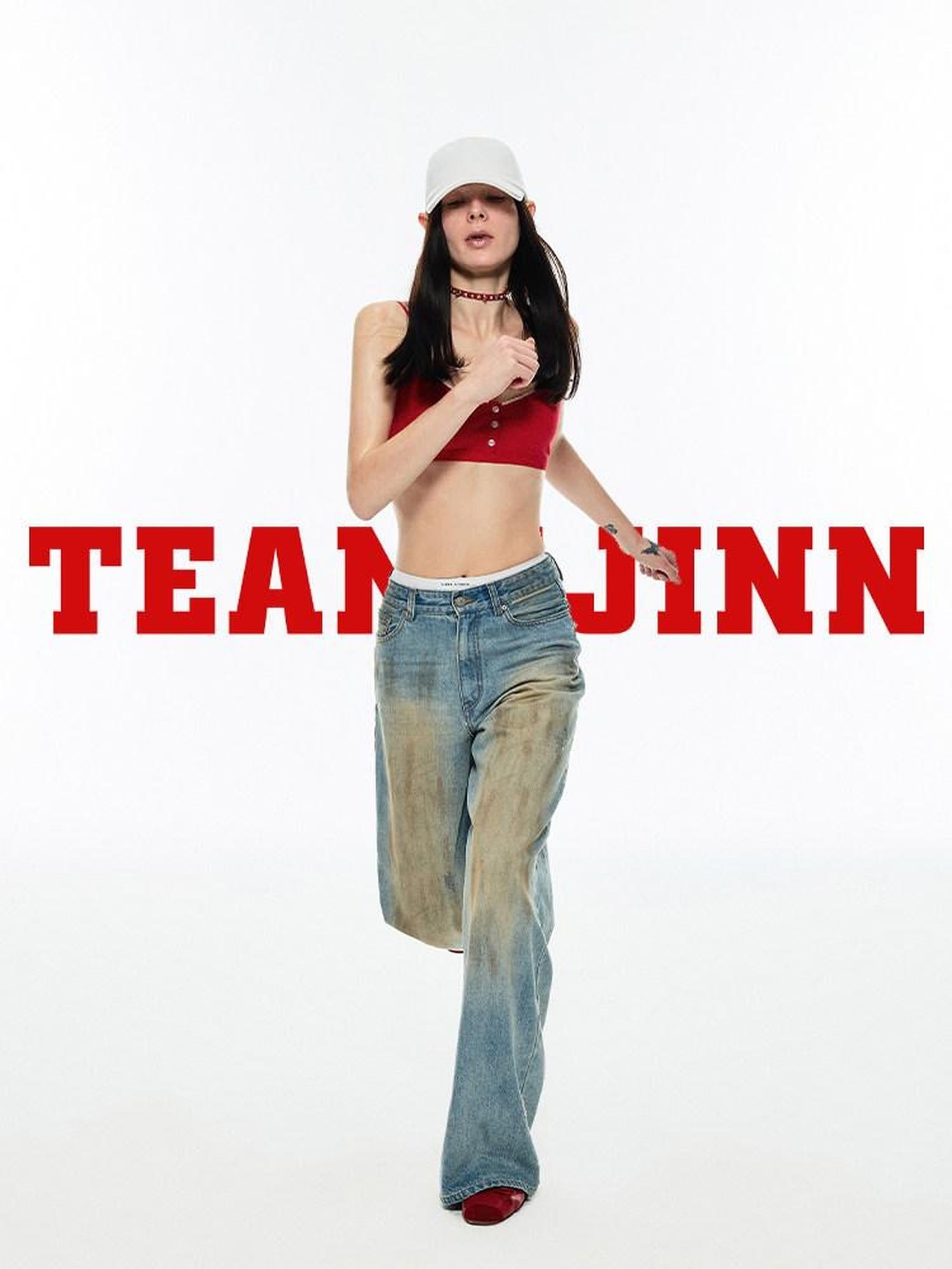 1JINN STUDIO Light Washed Natural Waist Relaxed No Stretch Zip Fly Youth Denim Wide Leg Jeans