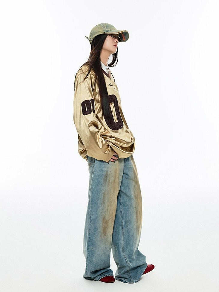 1JINN STUDIO Light Washed Natural Waist Relaxed No Stretch Zip Fly Youth Denim Wide Leg Jeans