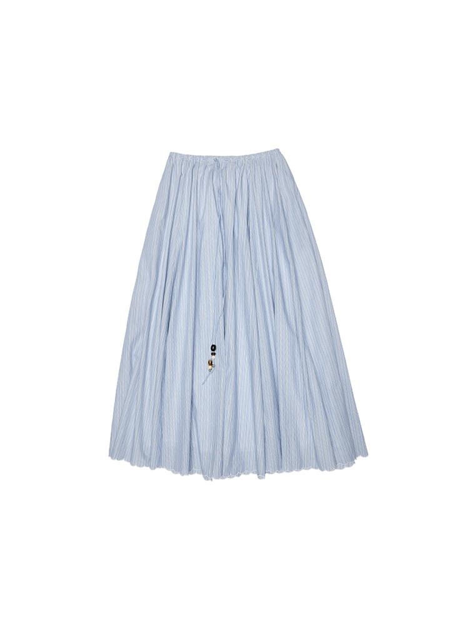 1JINN STUDIO Lightweight 100% Cotton Tie Waist A Line Mid Waist Girls Casual Maxi Skirts