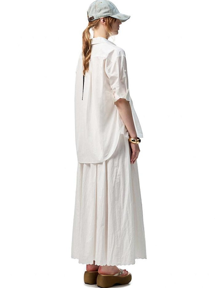 1JINN STUDIO Lightweight 100% Cotton Tie Waist A Line Mid Waist Girls Casual Maxi Skirts