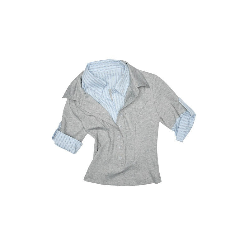 1JINN_STUDIO_Lightweight_Slim_Spliced_Henley_Striped_Nylon_Blend_Women_Short_Sleeve_T-Shirts_MISSTT